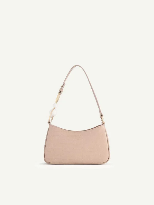 Acrylic Embellished Croc-Effect Embossed Shoulder Bag<PEDRO Shop