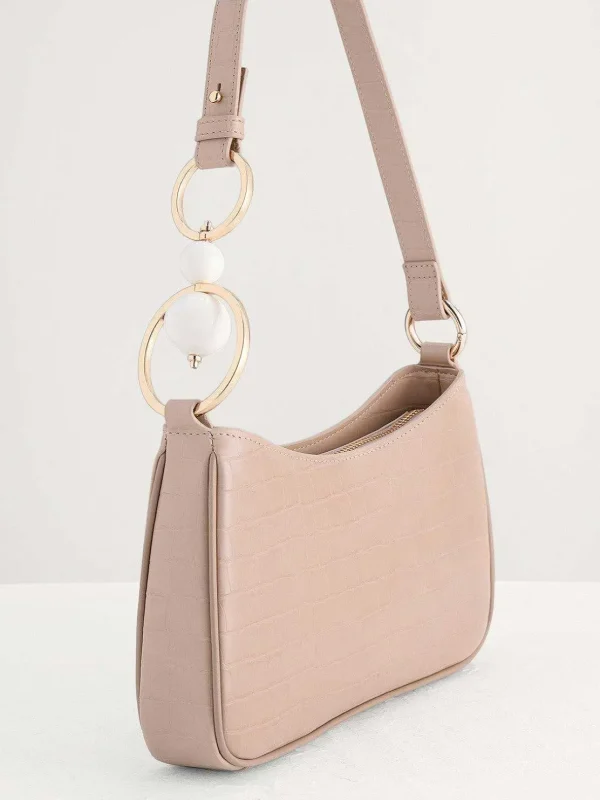 Acrylic Embellished Croc-Effect Embossed Shoulder Bag<PEDRO Shop