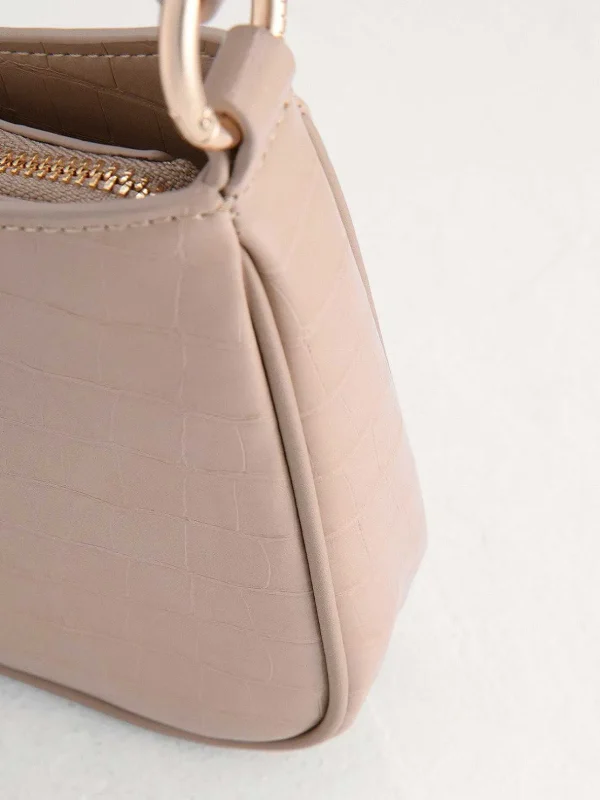 Acrylic Embellished Croc-Effect Embossed Shoulder Bag<PEDRO Shop