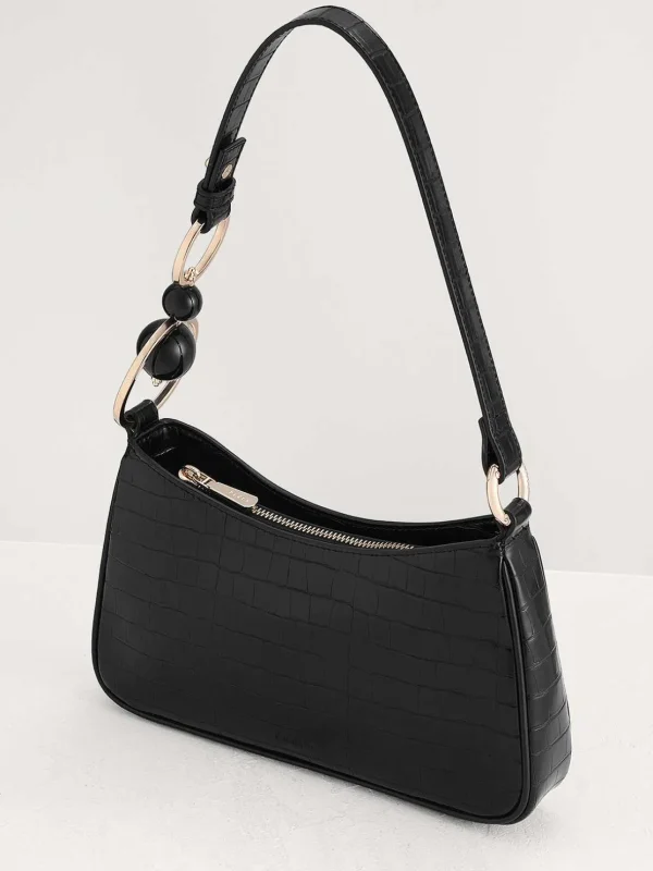 Acrylic Embellished Croc-Effect Embossed Shoulder Bag<PEDRO Sale