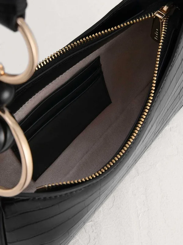 Acrylic Embellished Croc-Effect Embossed Shoulder Bag<PEDRO Sale