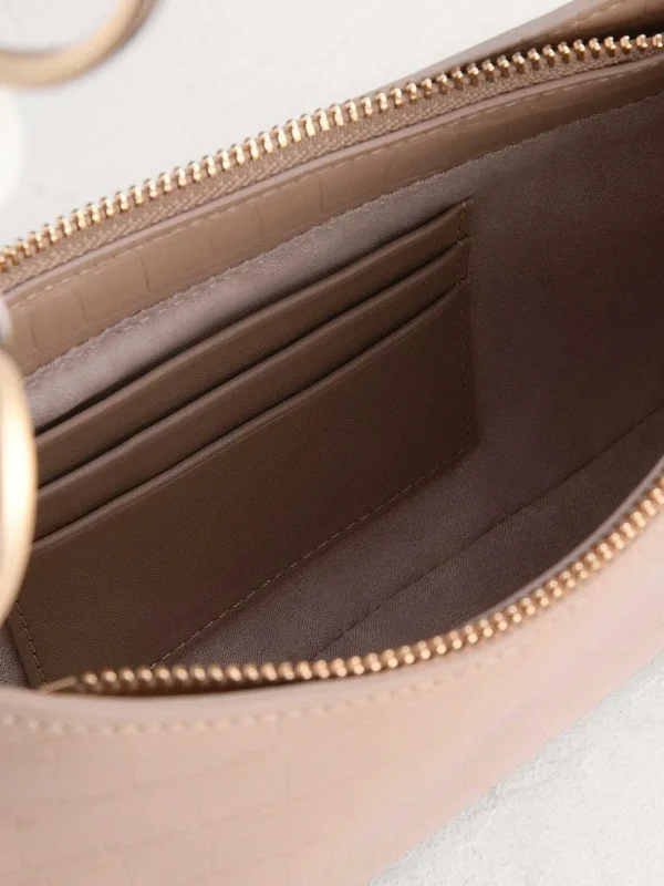 Acrylic Embellished Croc-Effect Embossed Shoulder Bag<PEDRO Shop