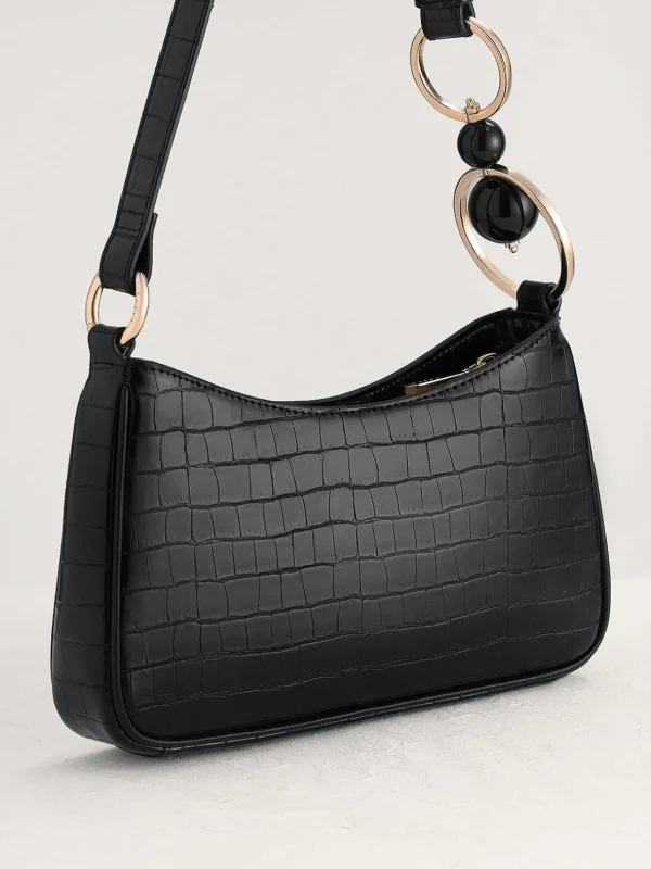 Acrylic Embellished Croc-Effect Embossed Shoulder Bag<PEDRO Sale