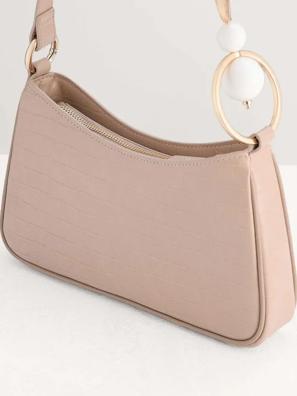 Acrylic Embellished Croc-Effect Embossed Shoulder Bag<PEDRO Shop