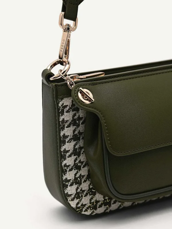 Dilone Houndstooth Double Flap Shoulder Bag<PEDRO Sale
