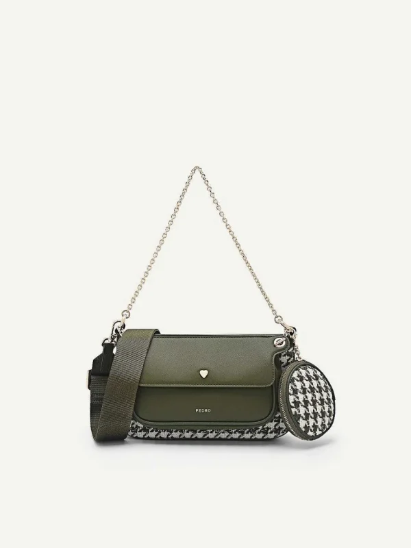 Dilone Houndstooth Double Flap Shoulder Bag<PEDRO Sale