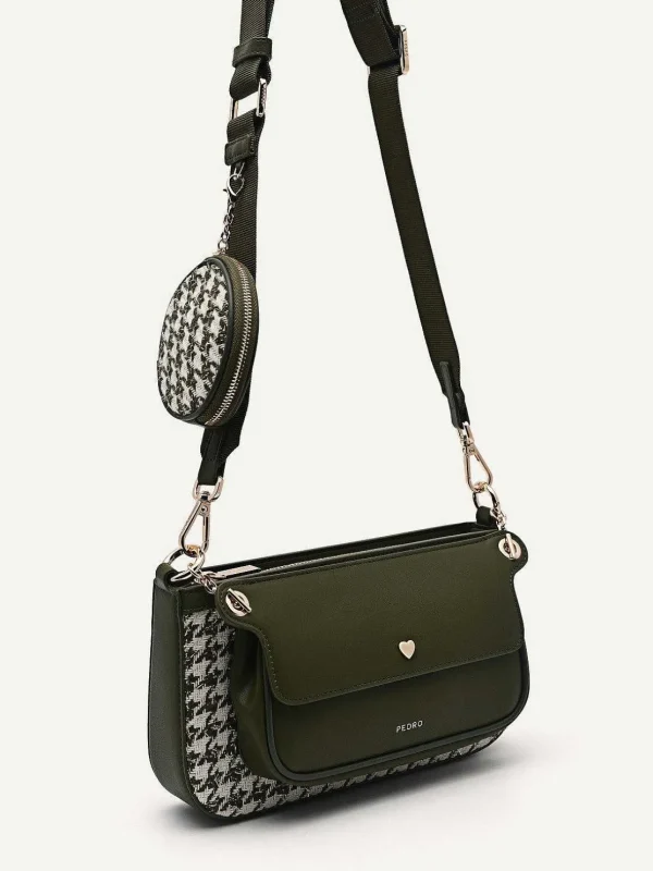 Dilone Houndstooth Double Flap Shoulder Bag<PEDRO Sale