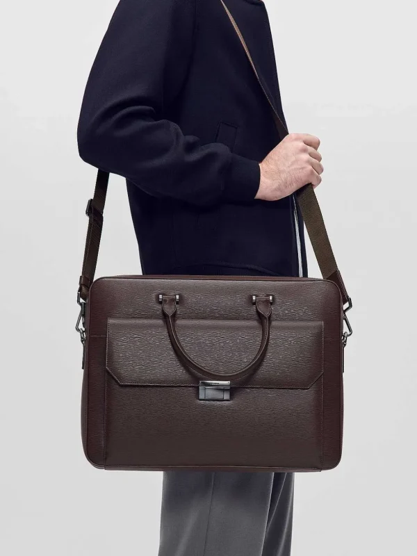 Henry Textured Leather Briefcase<PEDRO Cheap