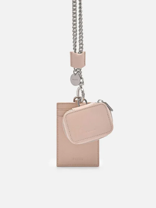 Leather Lanyard With Card Holder<PEDRO Discount