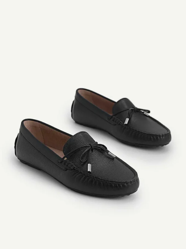 Lizard-Effect Leather Bow Driving Shoes<PEDRO Flash Sale