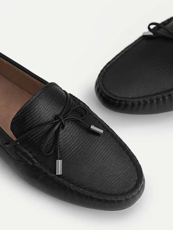 Lizard-Effect Leather Bow Driving Shoes<PEDRO Flash Sale
