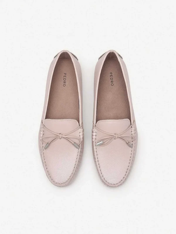 pearlized_calf_leather_bo_2.webp Pearlized Calf Leather Bow Driving Shoes<PEDRO Shop
