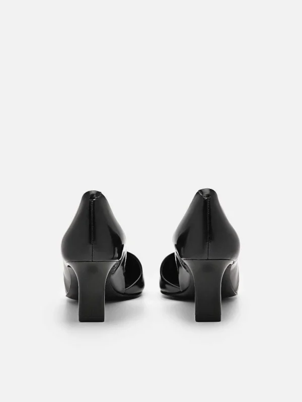 Rocco Leather Heel D'Orsay Pumps<PEDRO New