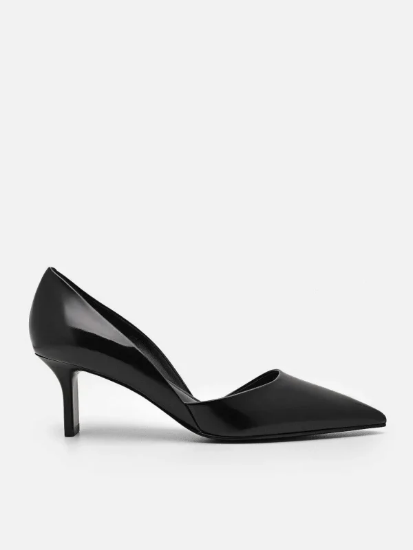 Rocco Leather Heel D'Orsay Pumps<PEDRO New