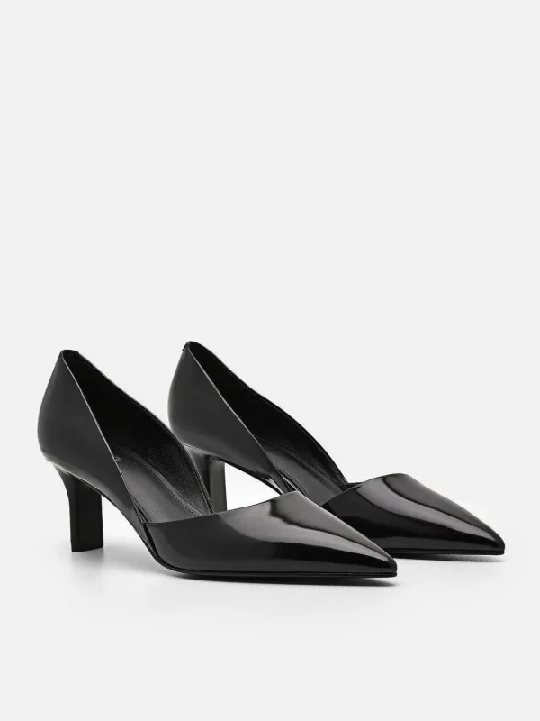 Rocco Leather Heel D'Orsay Pumps<PEDRO New