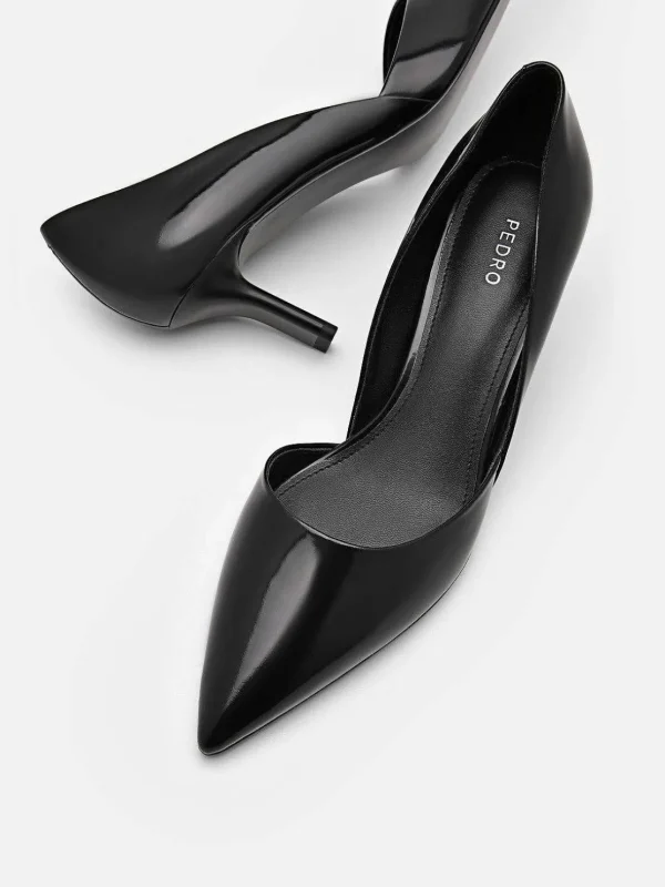 Rocco Leather Heel D'Orsay Pumps<PEDRO New