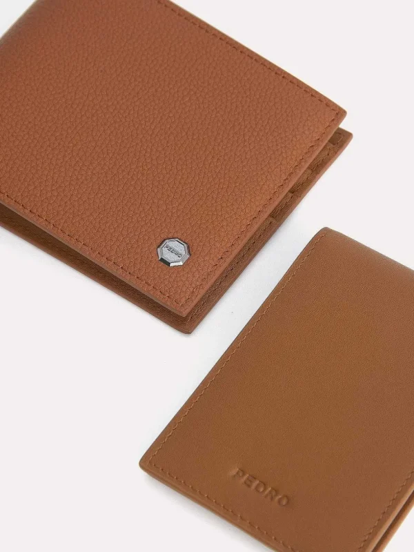 Textured Leather Bi-Fold Wallet With Insert<PEDRO Discount