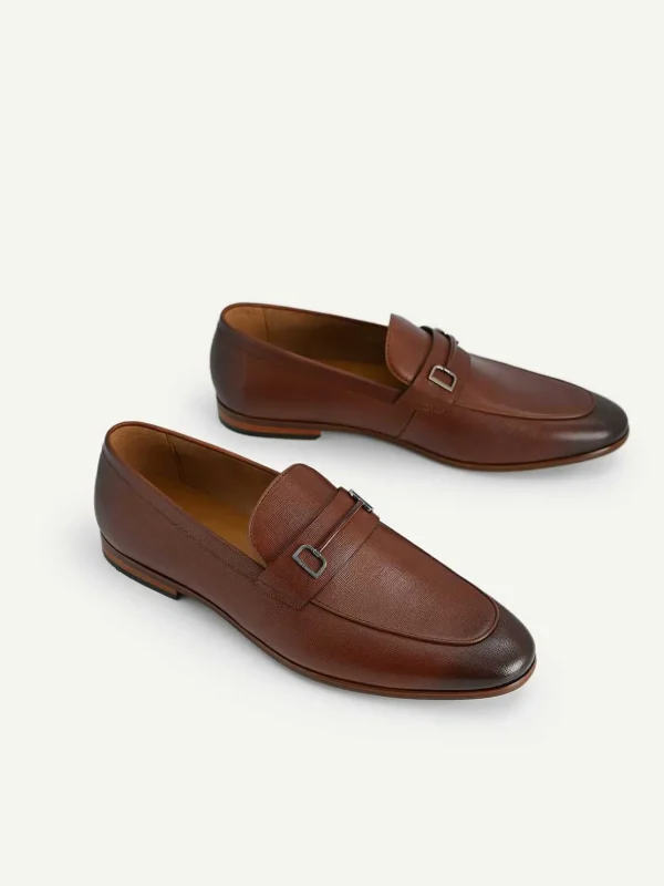 textured_leather_loafers__1.webp Textured Leather Loafers With Metal Bit<PEDRO Best