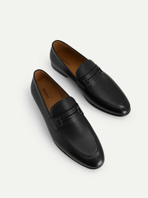 textured_leather_loafers__3-1.webp Textured Leather Loafers With Metal Bit<PEDRO Outlet