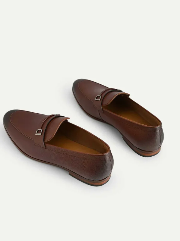 textured_leather_loafers__3.webp Textured Leather Loafers With Metal Bit<PEDRO Best
