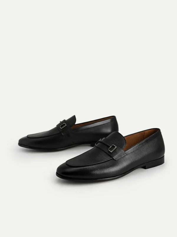 textured_leather_loafers__4-1.webp Textured Leather Loafers With Metal Bit<PEDRO Outlet