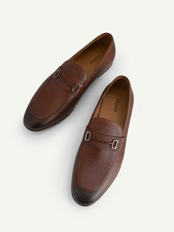 textured_leather_loafers__6.webp Textured Leather Loafers With Metal Bit<PEDRO Best